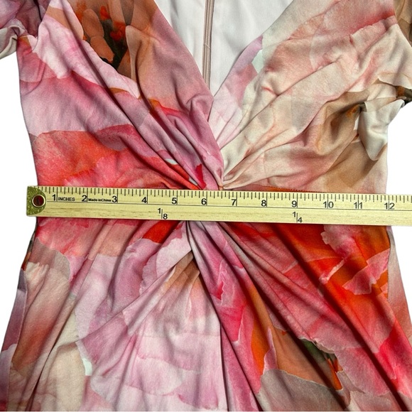 Boston Proper Women’s‎ 3/4 Sleeve Deep V Neck Floral MIDI Dress  Sz 2 - Picture 4 of 8